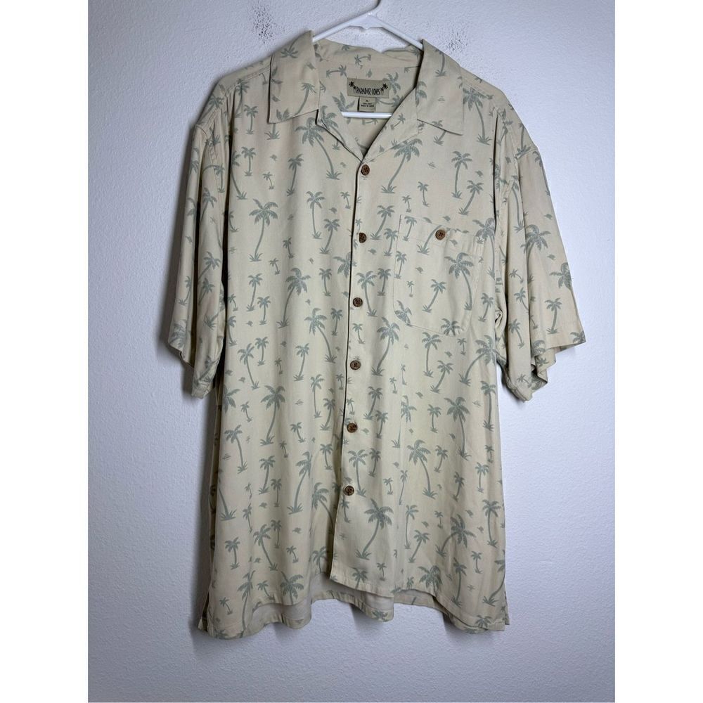 Paradise Coves Men’s Silk Shirt Button Down Short Sleeve Size XL Palmes Print
